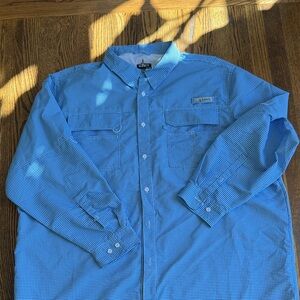 Habit Blue Plaid Long Sleeve Fishing Shirt 3xl